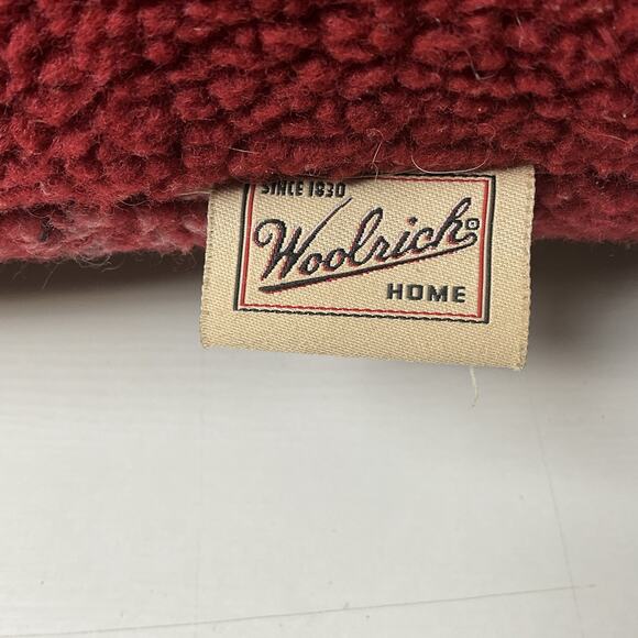 WOOLRICH HOME Vintage Throw Pillow 15" x 16" x 5" Black Red Plaid Bear Applique - Picture 4 of 7